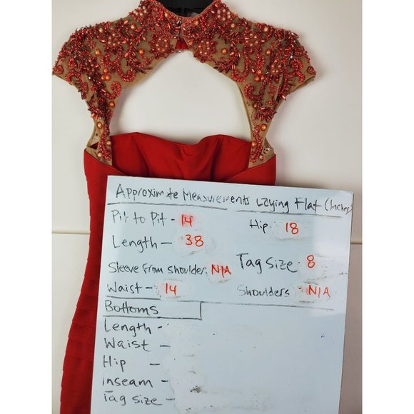 Sherri Hill Red Beaded Bandage Formal Cocktail Holiday Party Homecoming Dress 8 - Picture 3 of 11